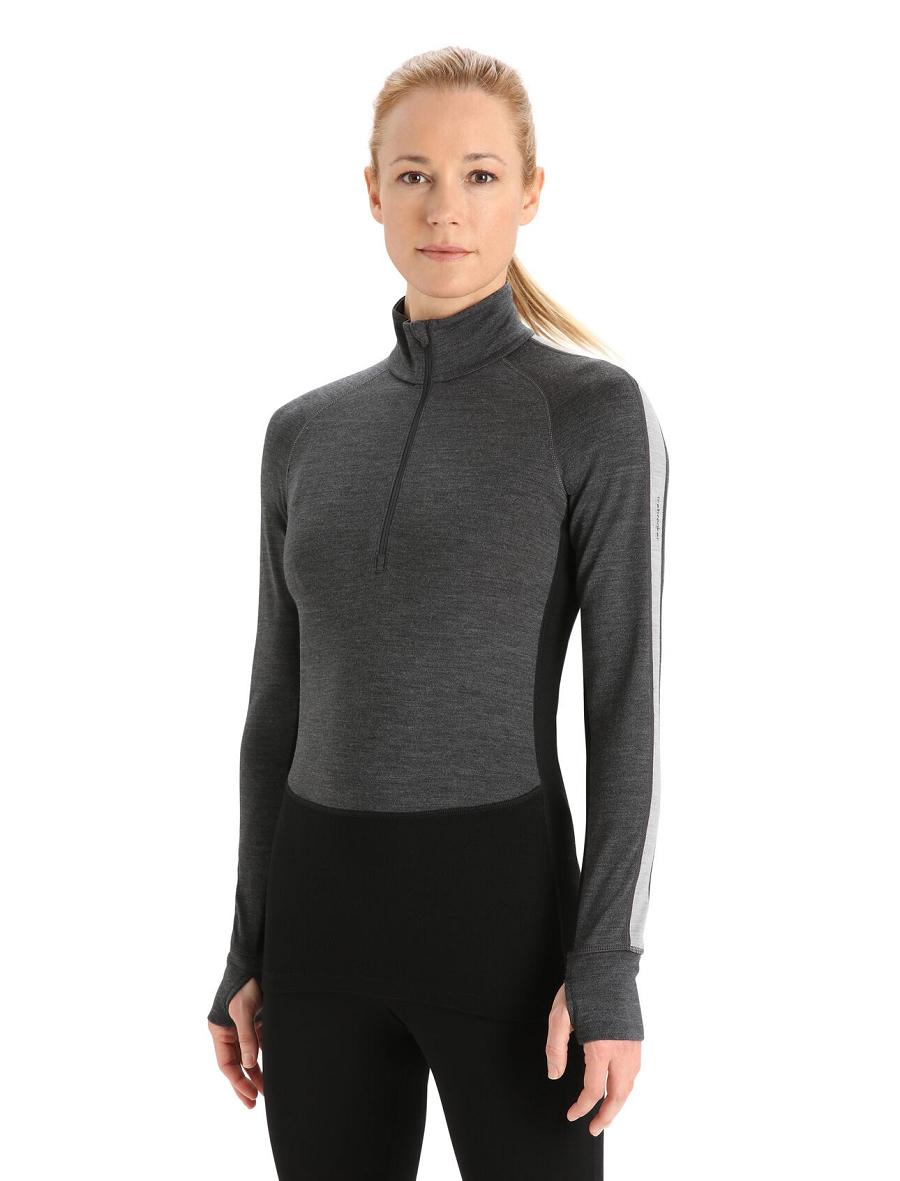 Icebreaker 260 ZoneKnit™ Merino Long Sleeve Half Zip Női Base Layers Fekete | HU 1880TCEV